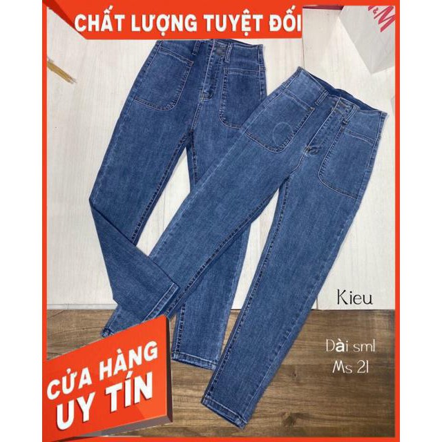 [Mã WASTMAY giảm 15% tối đa 30K đơn 150K] Quần Jeans Ôm Cạp Siêu Cao Túi vuông to 2 bên- ảnh thật trải sàn | WebRaoVat - webraovat.net.vn