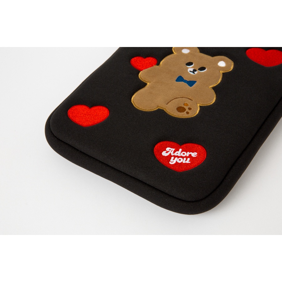Túi Đựng Máy Tính Bảng ARTBOX Hàn Quốc Màu Đen Họa Tiết Chú Gấu Bear Và Trái Tim Đáng Yêu 11 Inch