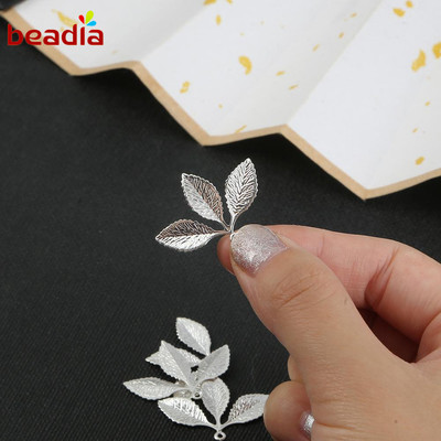 Mặt phụ kiện hình chiếc lá Beadia bằng đồng mạ dùng để làm trang sức