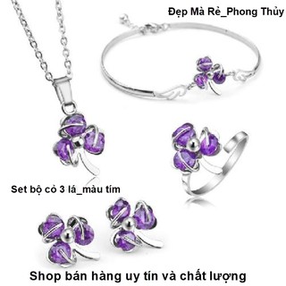 SET BỘ TRANG SỨC CỎ BA LÁ CHO BẠN NỮ THÊM XINH XẮN