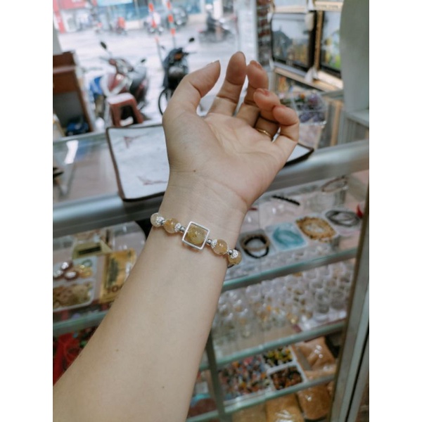 Charm hình vuông bọc hạt 10li bạc 925 làm vòng handmade vĩnh viễn bảo hành