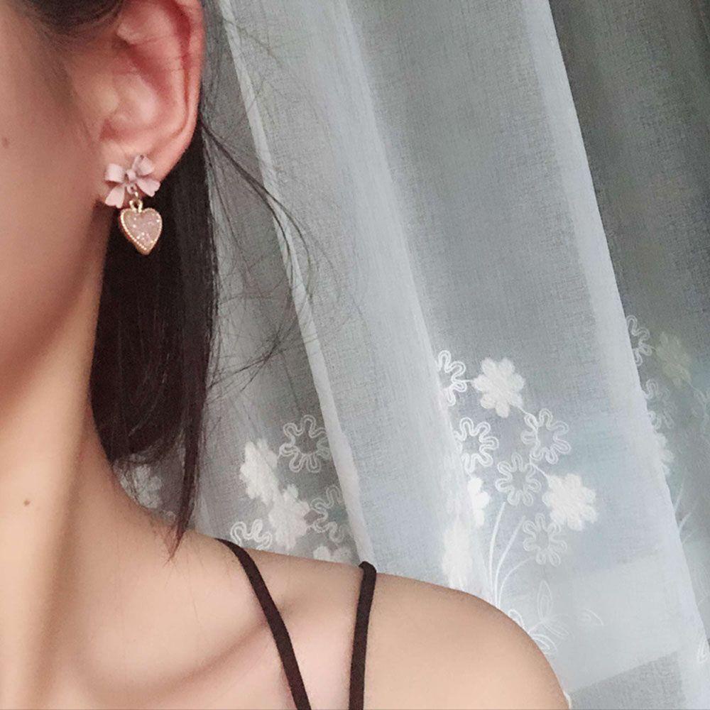 Bông Tai Hình Trái Tim Nhỏ Thắt Nơ Xinh Xắn Phong Cách Hàn Quốc