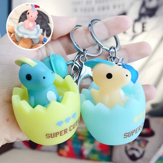 Móc khóa trứng khủng long kèm chuông siêu cute chất liệu sillicone cao cấp