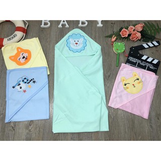 Khăn Quấn Bé Sơ Sinh Ngủ Mùa Hè Có Mũ In Hình Thú