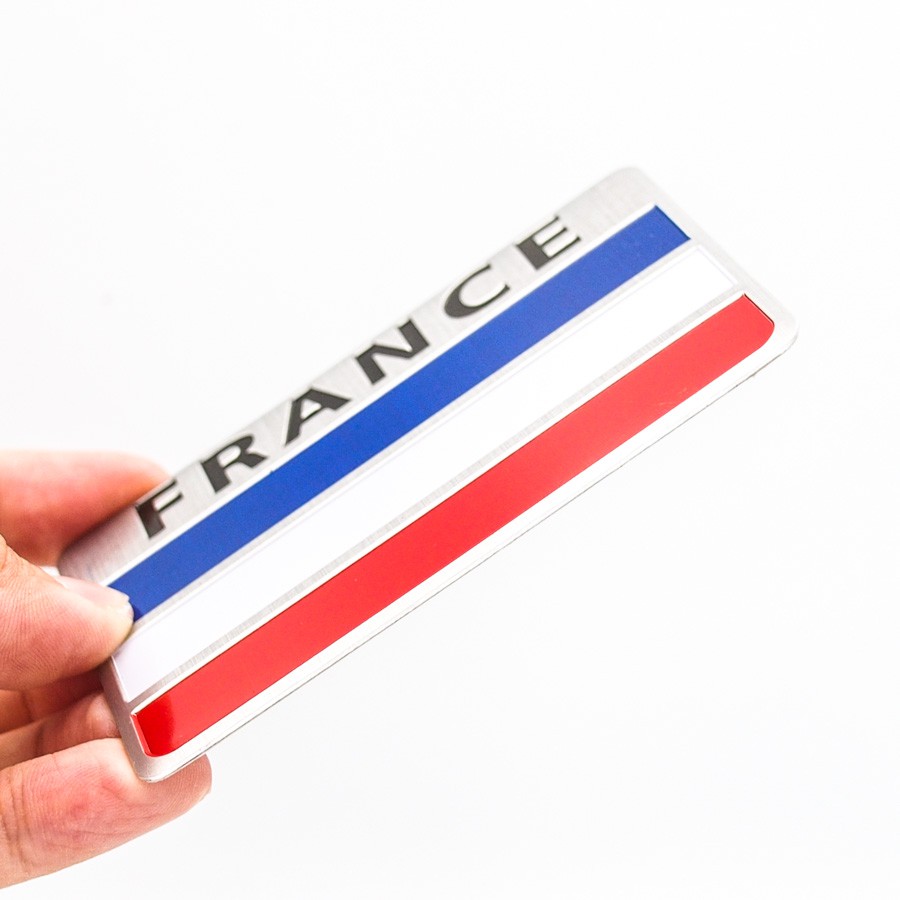 Sticker metal hình dán kim loại STICKER FACTORY - Chủ đề đề cờ Pháp chữ France