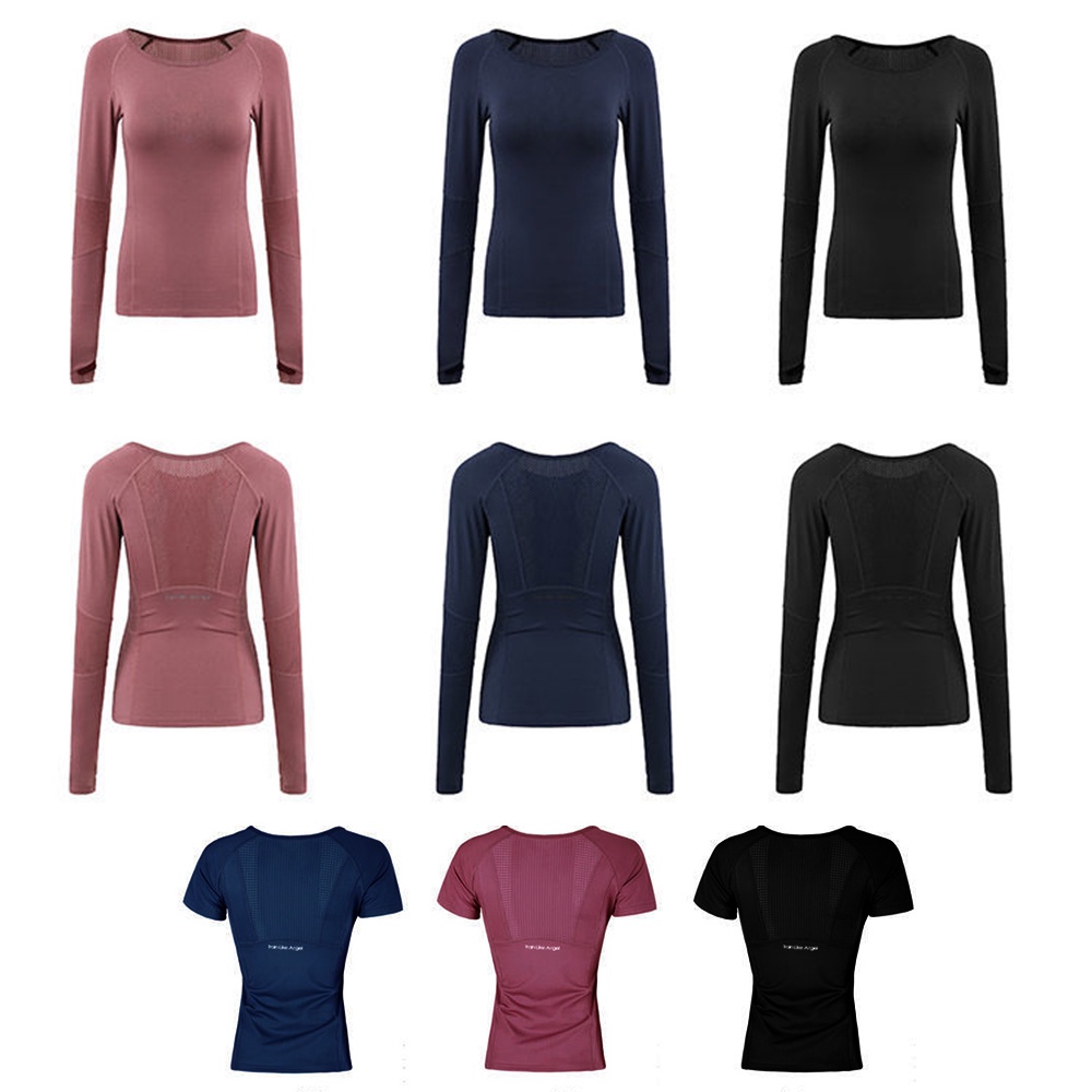 Áo Thun Thể Thao Tay Dài Phối Lưới Thoáng Khí Nhanh Khô Thời Trang Cho Nữ