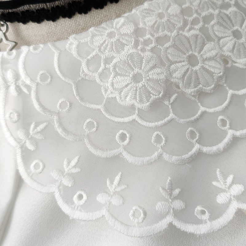 Cổ Áo Rời Thêu Ren Hoa Xinh Xắn Cho Búp Bê