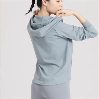 Áo hoodie tay dài dáng rộng có khóa kéo khô nhanh kiểu dáng thể thao cá tính cho nữ