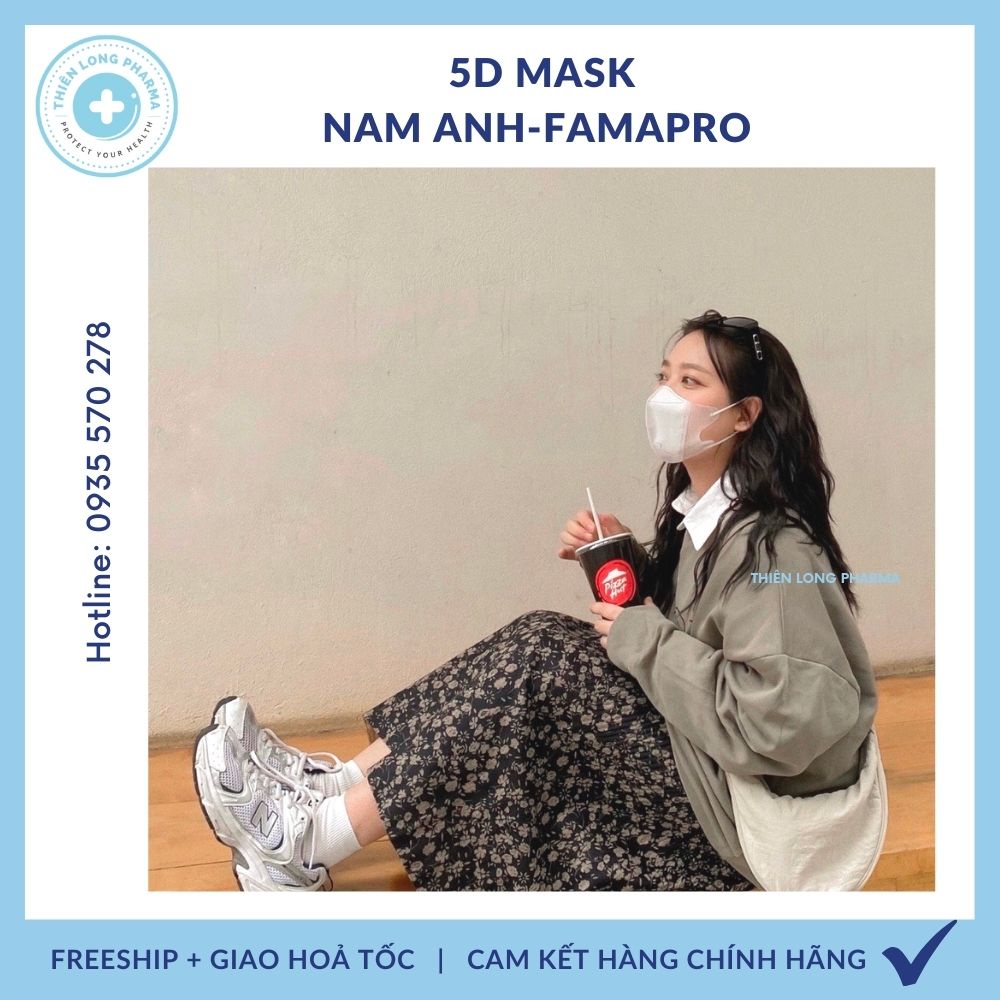 Khẩu trang 5D mask FAMAPRO quai thun khẩu trang y tế kháng khuẩn dày 3 lớp vải không dệt