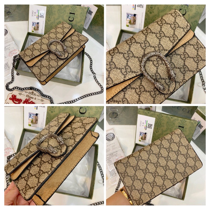 Túi Gu Chi rồng hoạ tiết màu mới chất đẹp size 18(có hộp)
