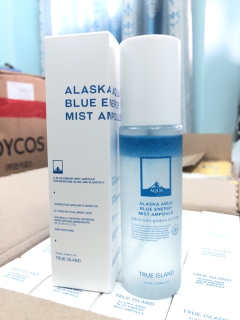 Xịt khoáng huyết thanh True Island Alaska Aqua Blue Energy Mist Ampoule