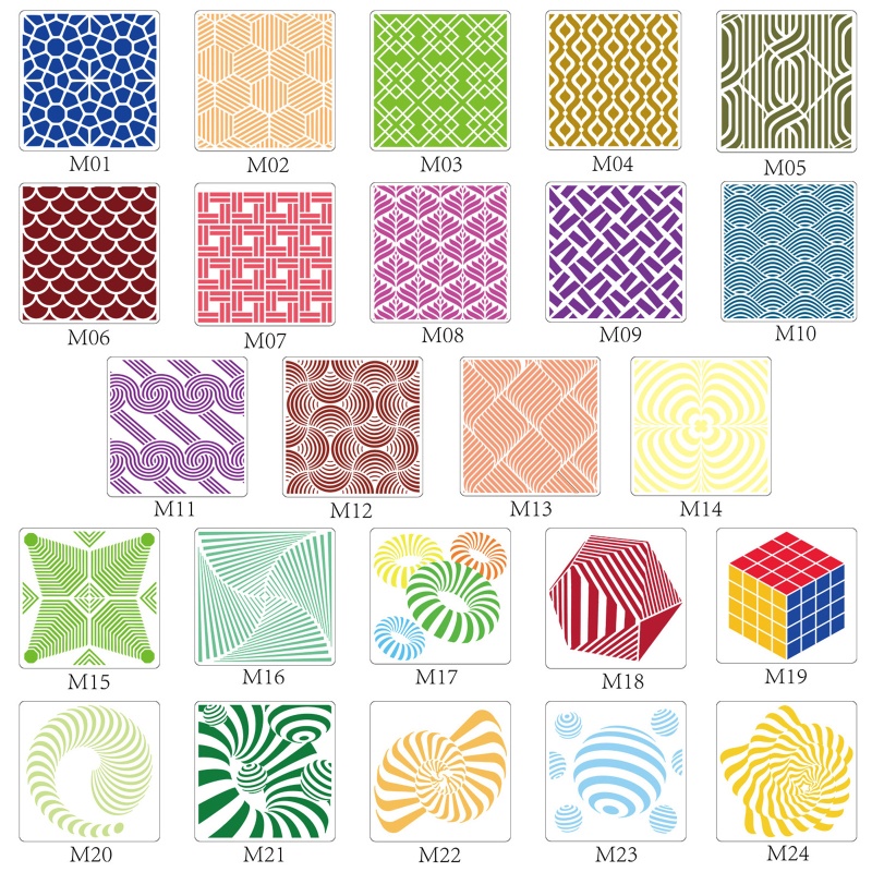 Bộ 24 Khuôn PET Kích Thước 6X6 Dùng Vẽ Tranh DIY