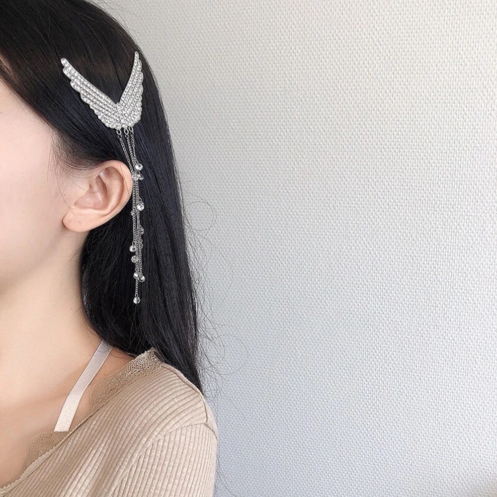 Kẹp Tóc Hình Cánh Thiên Thần Bằng Hợp Kim Phối Tua Rua Nhiều Màu Thời Trang Cho Nữ