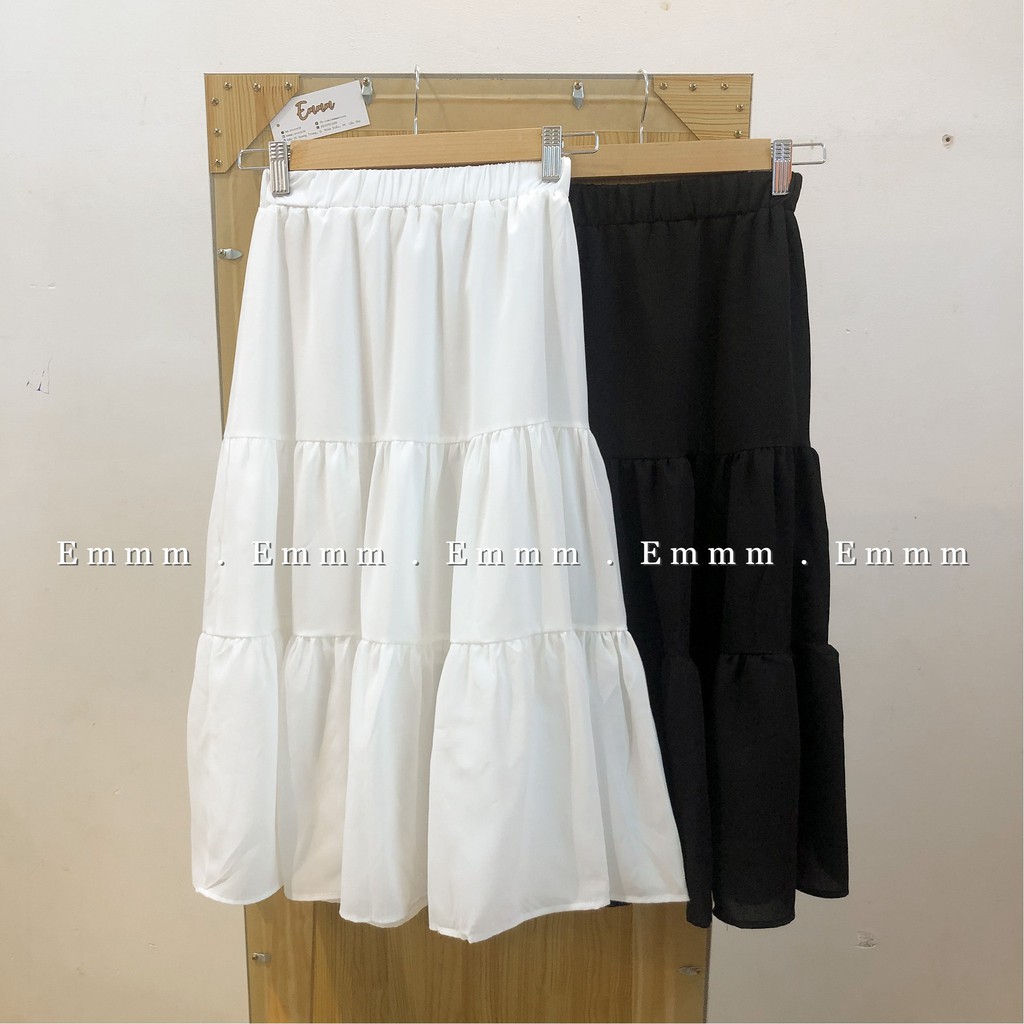 [Mã FATHANG5 giảm 10K đơn 50K] Chân váy midi 3 tầng 2 màu (trắng, đen) Freesize (váy dài 70cm) (Ảnh thât tự chụp) | BigBuy360 - bigbuy360.vn