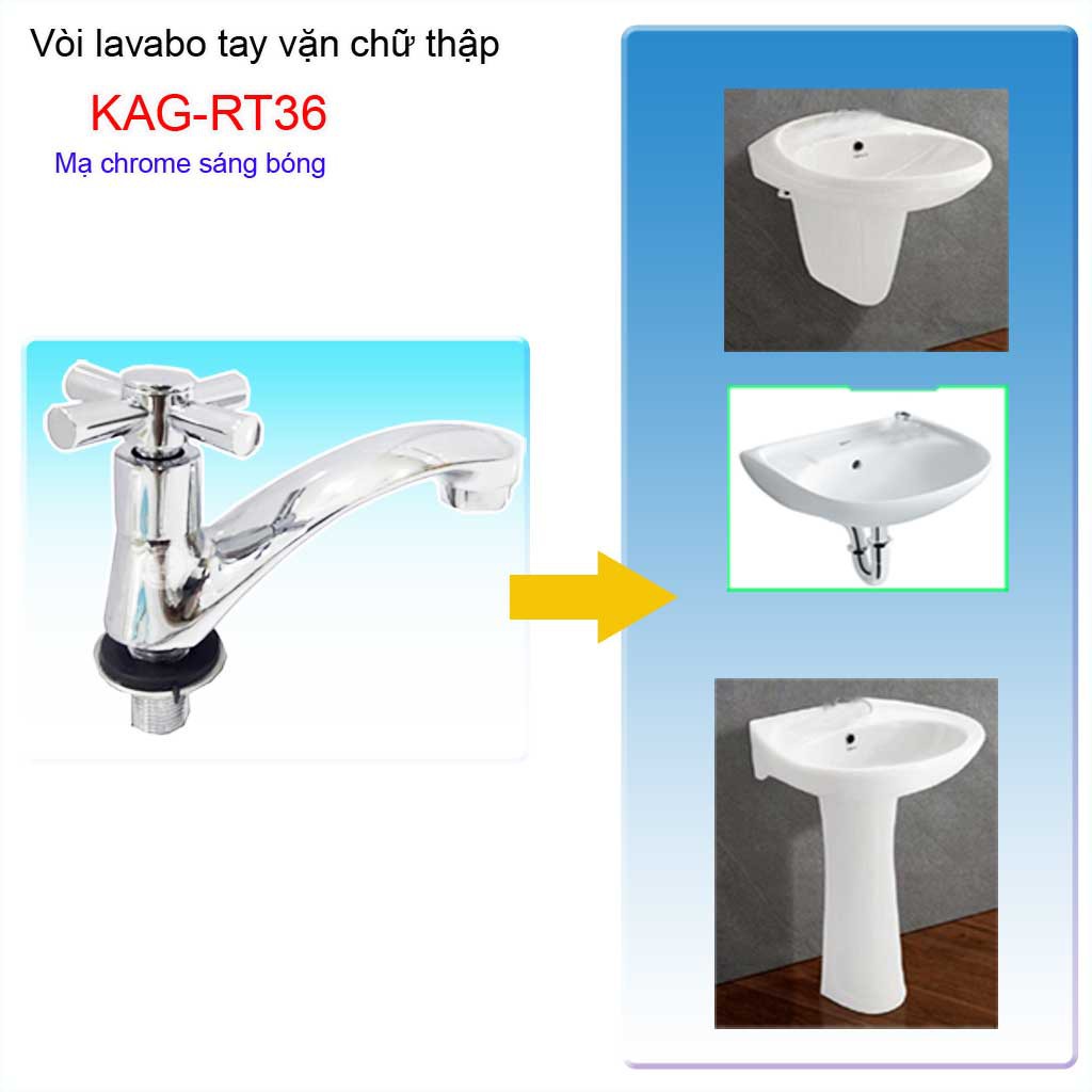 Vòi lavabo Aspavn KAG-RT36 kiểu chữ thập siêu bền, vòi chậu rửa mặt tay vặn nước mạnh sử dụng tốt