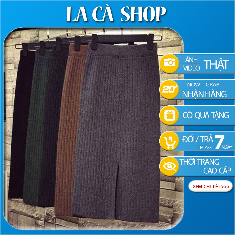 [ẢNH THẬT SHOP CHỤP] Chân váy len dài xẻ sau hàng Quảng Châu cao cấp