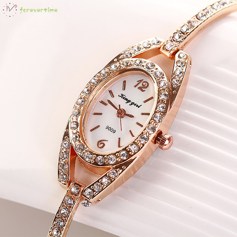 ☞ Phụ kiện trang sức☜ Women Quartz Watch Stainless Steel Crystal Bangle Slim Wristwatch/Bracelet Jewelry