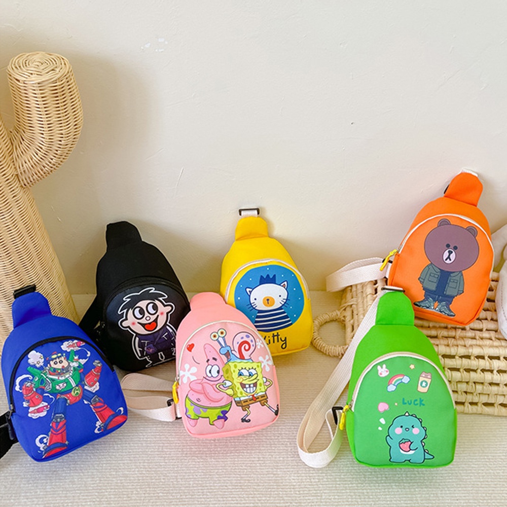 Túi Đeo Chéo Ngực In Họa Tiết Hoạt Hình SpongeBob Dễ Thương Cho Bé Trai + Gái
