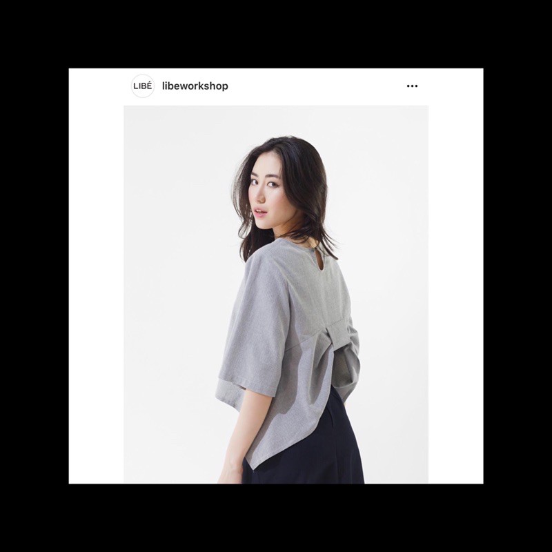 áo Libé nơ lưng xẻ tà xám - Libe Workshop bow top