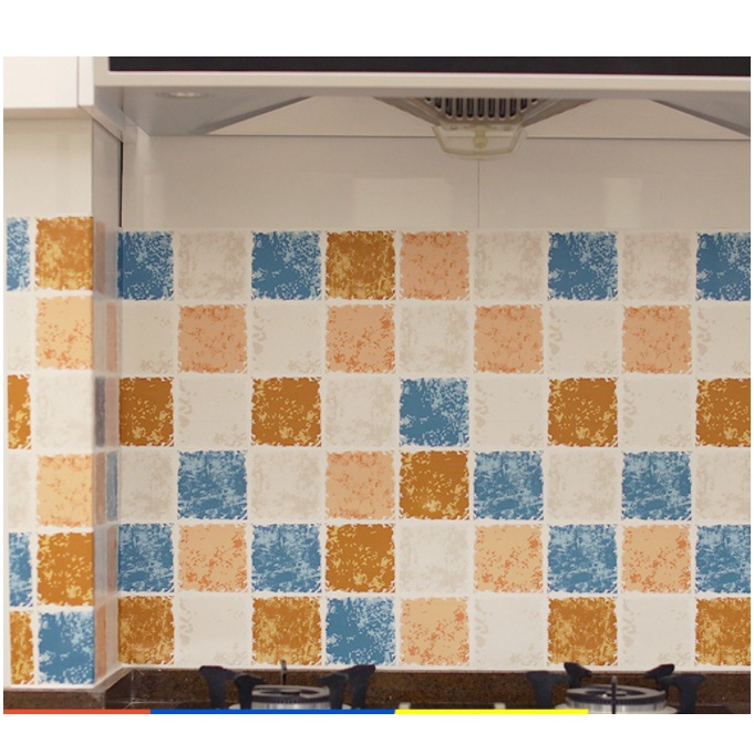 1 mét decal dán bếp tráng nhôm khổ 60cm gạch cổ điển cam keo sẵn