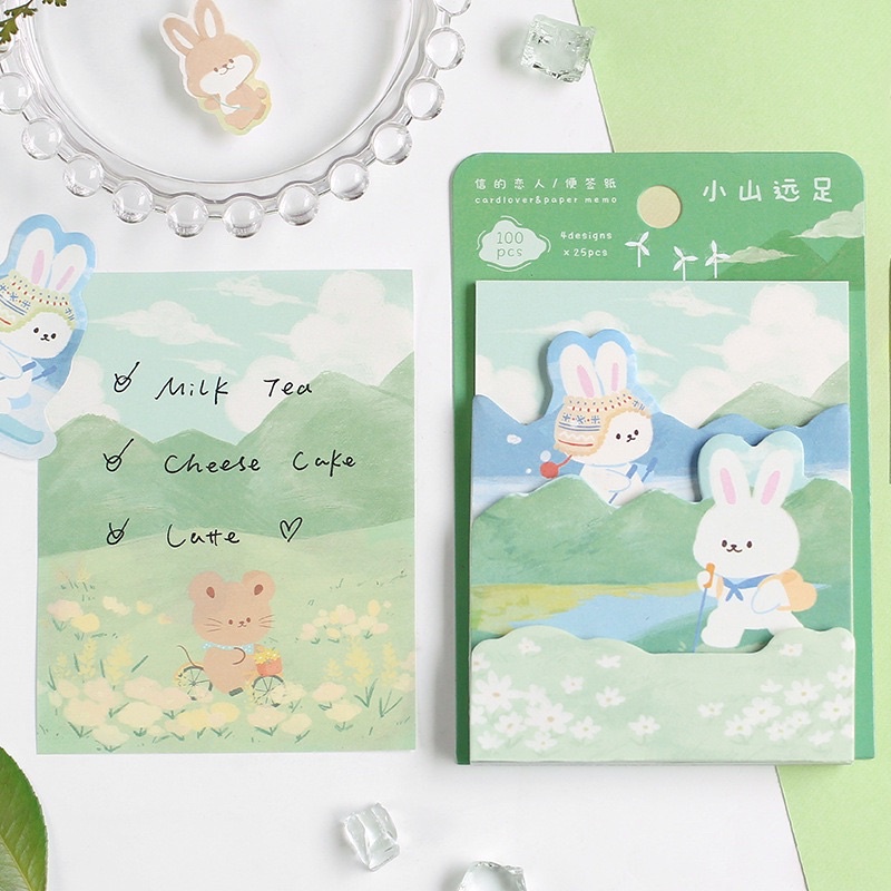 Giấy note ghi chú CARD LOVER xếp tầng 100 tờ hình thỏ gấu xinh xắn