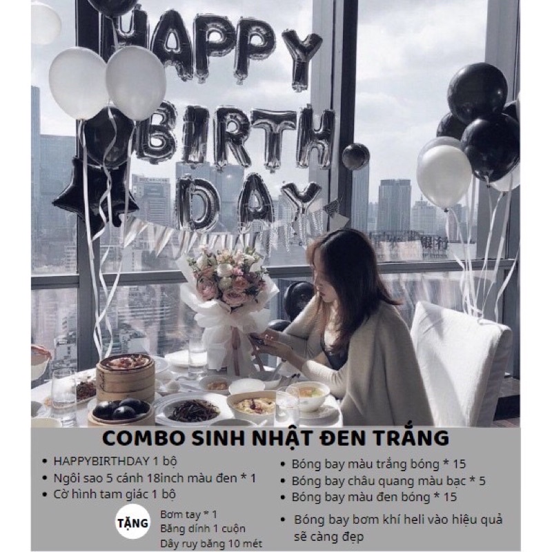 Set Bóng trang trí sinh nhật 30 bóng ( kèm bóng số ) có thể thay đổi tone màu . Tặng Kèm Bơm Keo