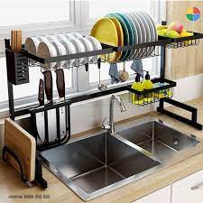 ☃Chạn Bát - Kệ Úp Chén Phòng Bếp, Đầy Đủ Phụ Kiện { Móc Treo Giá Cài Dao Thớt Ống Đũa Khay Rổ...