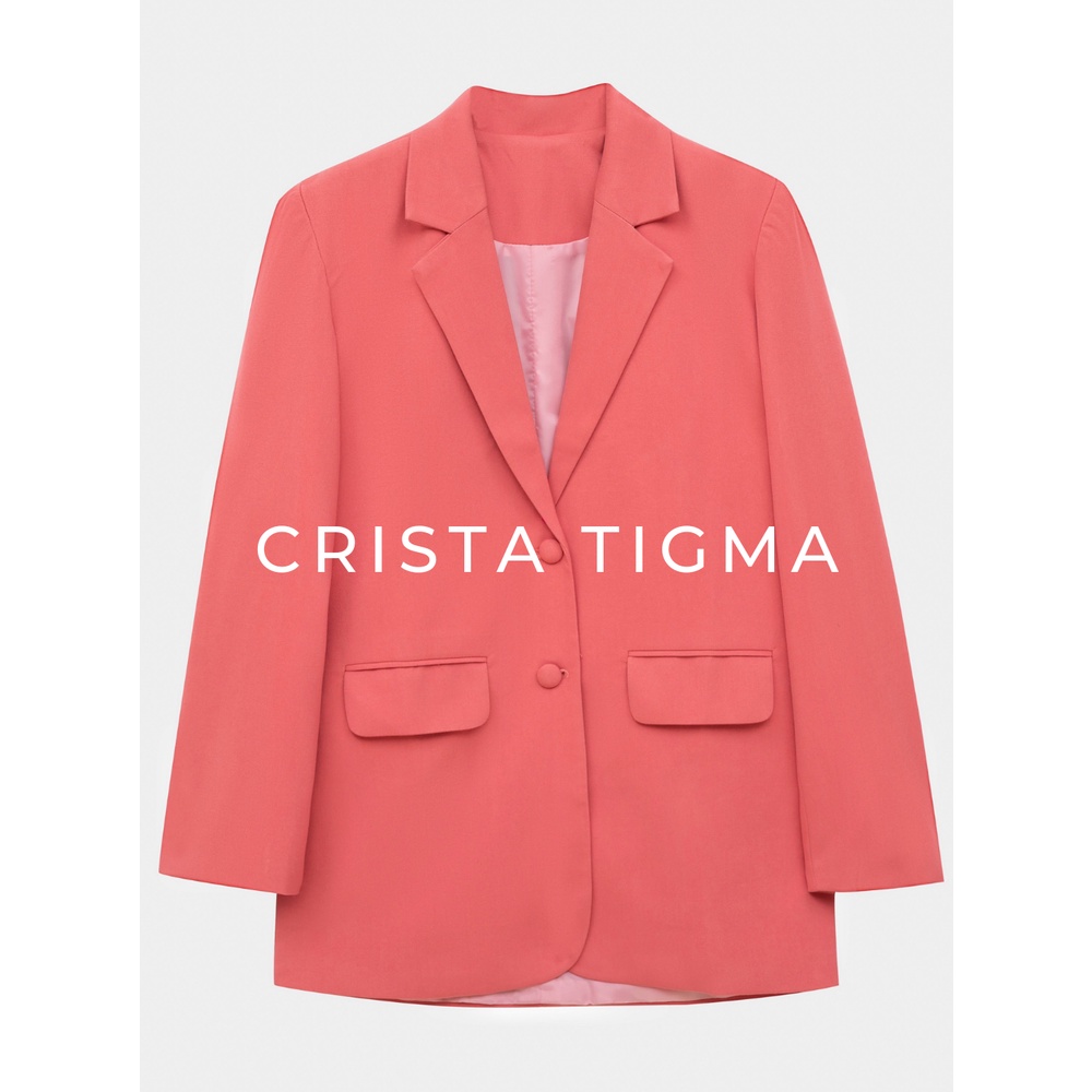 Áo Blazer dáng công sở có độn vai màu Hồng Pinkie Crista Tigma - Freesize