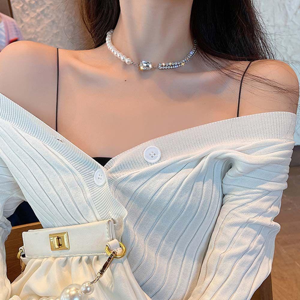 Vòng Cổ Nữ VANES1 VANES1|Dây Chuyền Chuỗi Hạt Kim Loại Nhiều Màu Sắc Phong Cách Hip Hop Punk Cá Tính|Vòng Cổ Choker Bất Đối Xứng