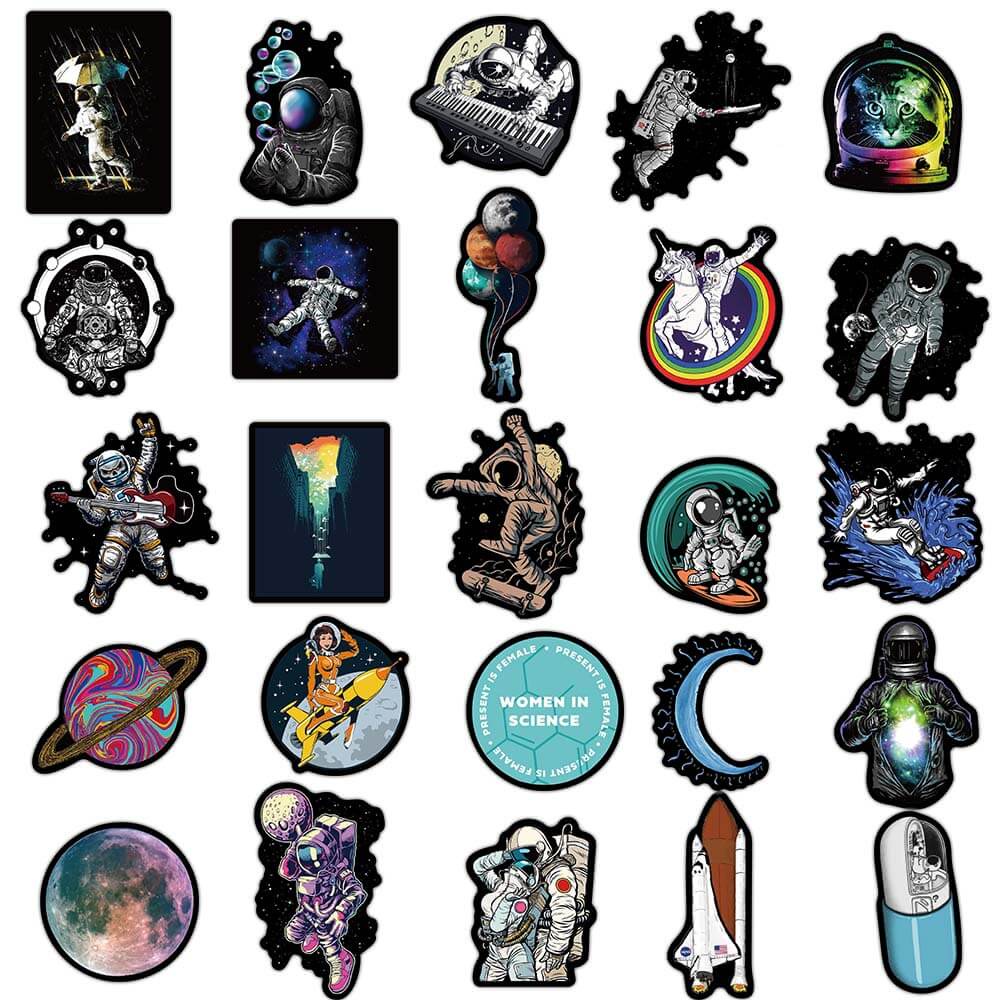 NASA Bộ 50 Miếng Dán Trang Trí Laptop/Điện Thoại/Mũ Bảo Hiểm Họa Tiết Graffiti Chống Thấm Nước
