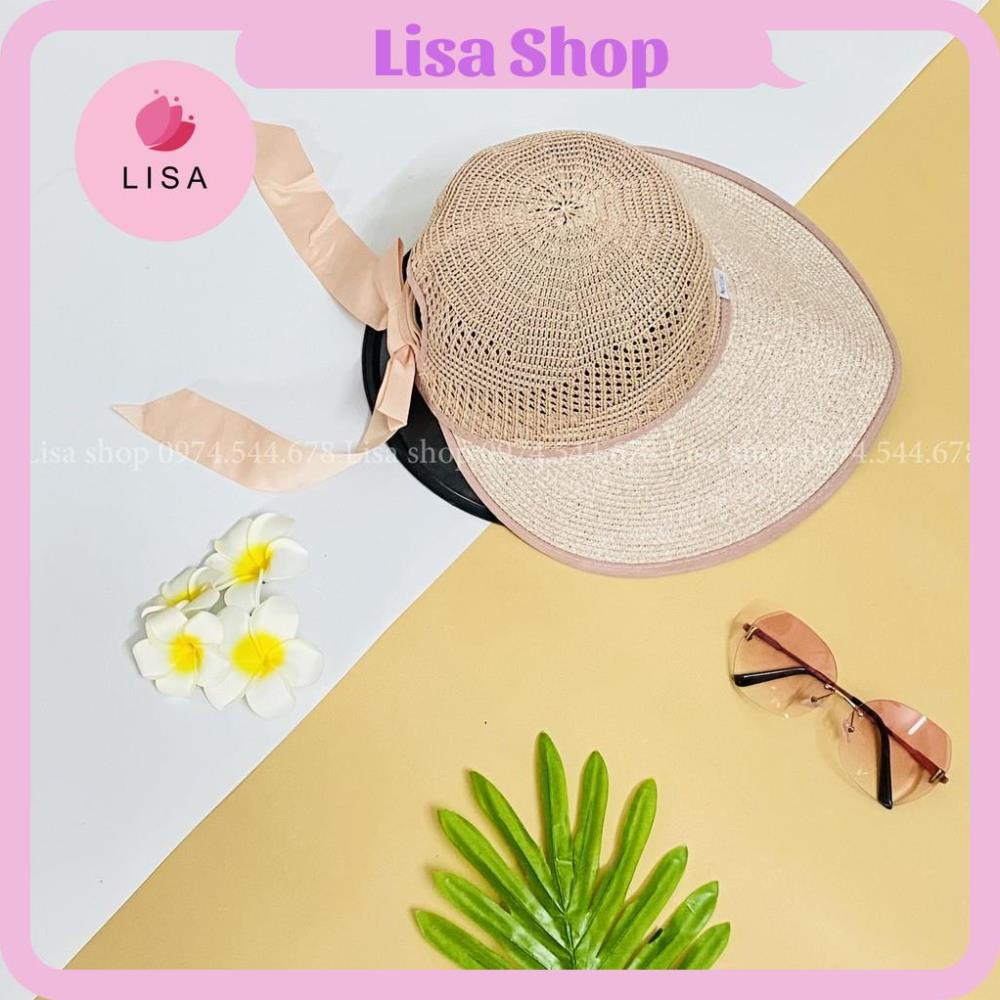 [HÀNG CAO CẤP] Mũ cói chống nắng, nón cói đi biển vành rộng phối nơ mặt sau siêu hot 2021, M15
