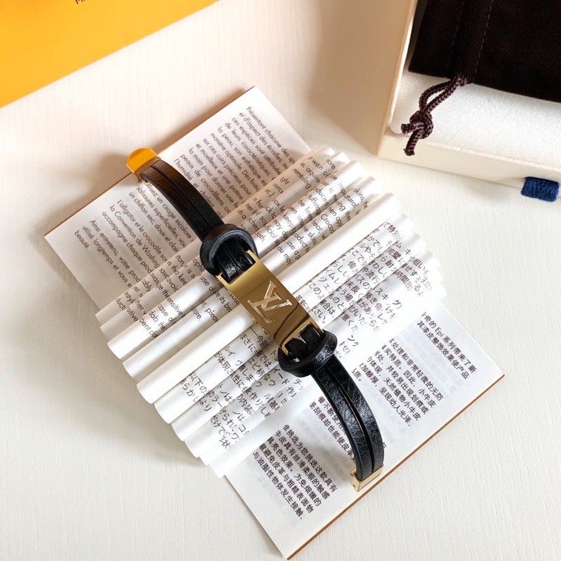 Vòng tay Unisex Louis Vuitton LV chất liệu da thật phối kim loại cao cấp hàng vip 1-1