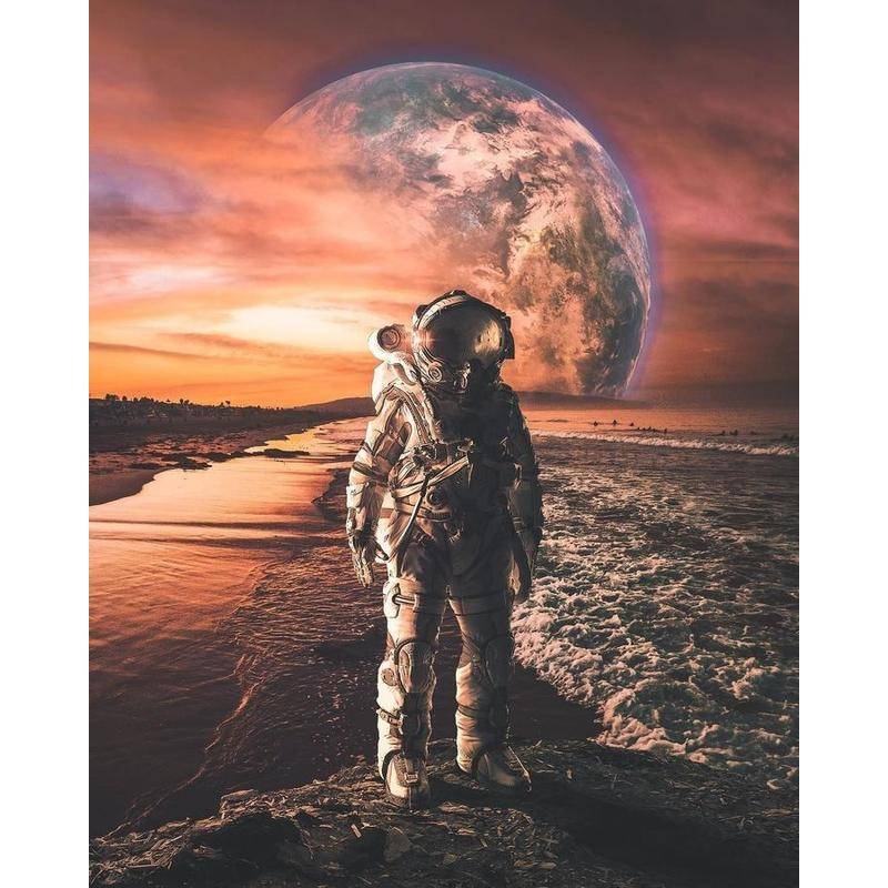 Tranh Vải Canvas Treo Tường Hình Phi Hành Gia / Mặt Trăng / Không Gian Trang Trí Nhà Cửa