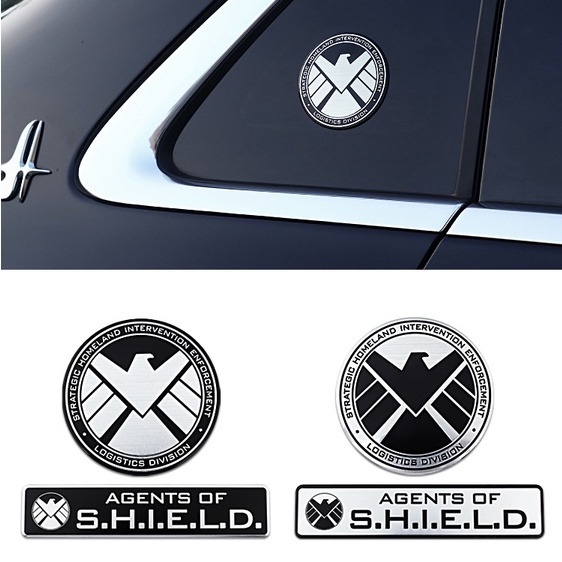 Tem Nhôm Dập Nổi Decal Dán Sticker Trang Trí Xe Ô Tô Hình Sư Tử, Hổ, Đại Bàng, SHIELD, Captain America [Hàng Loại Đẹp]