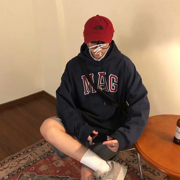 Áo hoodie dáng rộng in chữ phong cách đường phố Hàn Quốc thời trang mùa đông cho nam size M-5XL