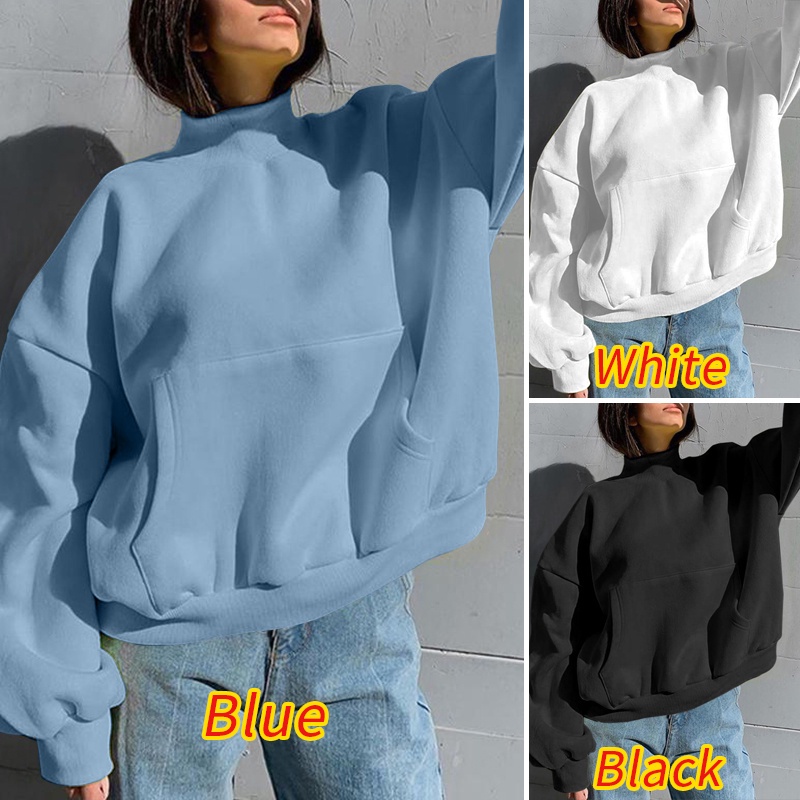 Áo dài tay ZANZEA cổ cao màu trơn dáng rộng thời trang đường phố dành cho nữ  | BigBuy360 - bigbuy360.vn