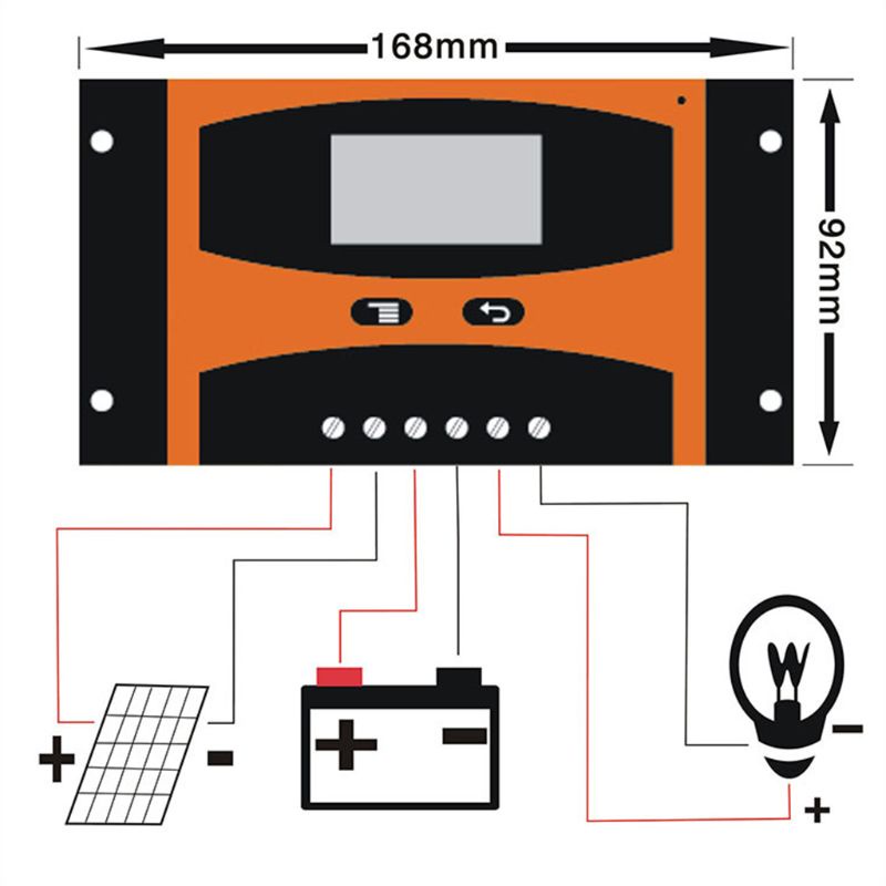 Thiết Bị Điều Khiển Sạc Năng Lượng Mặt Trời Đa Năng Có Màn Hình LCD Với Cổng USB Kép Hẹn Giờ Tự Động PWM