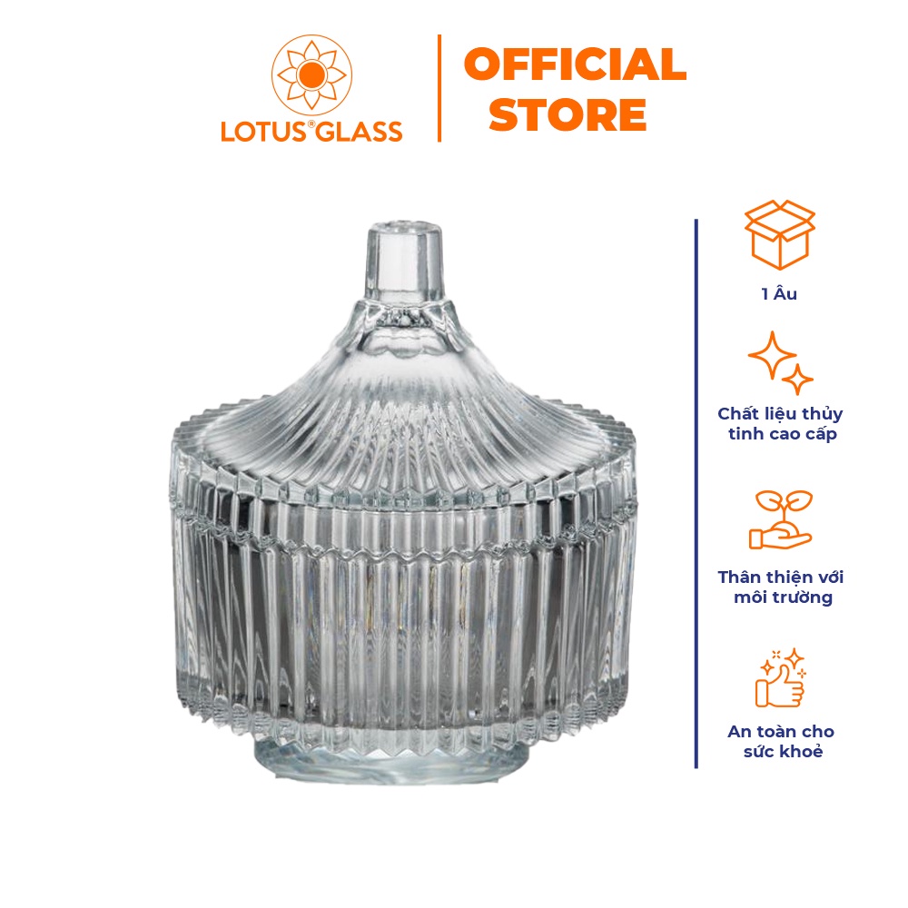 Thố mứt có nắp đậy thủy tinh LOTUS GLASS VTC210 trong suốt cao cấp, an toàn, dùng để đựng bánh kẹo, hạt dưa