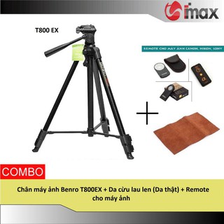Chân máy ảnh Benro T800EX + Da cừu lau len (Da thật) + Remote cho máy ảnh