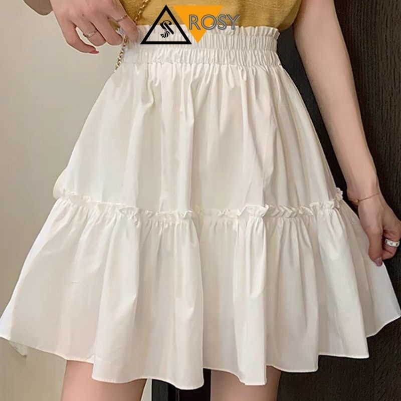 Váy xòe 2 tầng dáng ngắn nhún bèo Ulzzang form chữ A chất voan dày mịn lưng thun năng động ( có quần trong )