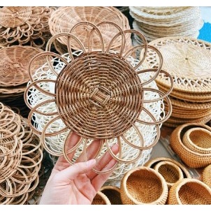 Đĩa mây đĩa cói treo tường siêu vintage hàng xuất khẩu bền đẹp