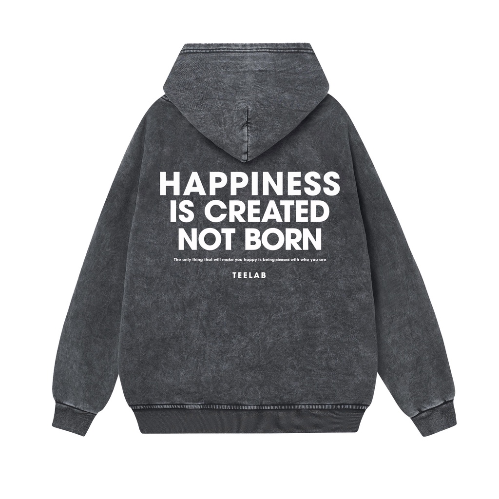 Áo Hoodie Washed Teelab Local Brand Unisex Happiness HD046