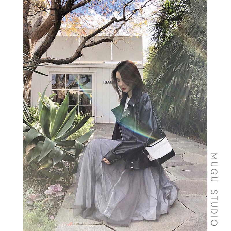 Áo khoác da dáng rộng thời trang thu đông Hàn Quốc 2018 cho nữ