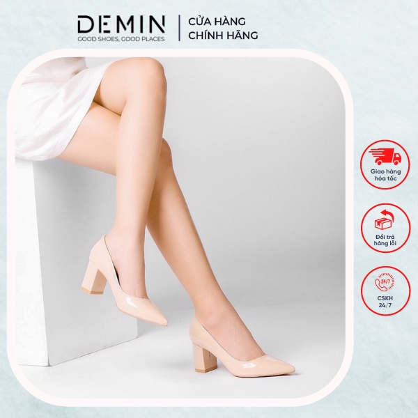 Giày Cao Gót DEMIN da bóng nano bít mũi 7P thời trang công sở - DCG125