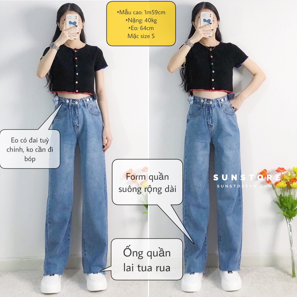 Quần jeans suông dài ống rộng phong cách hàn quốc ulzzang