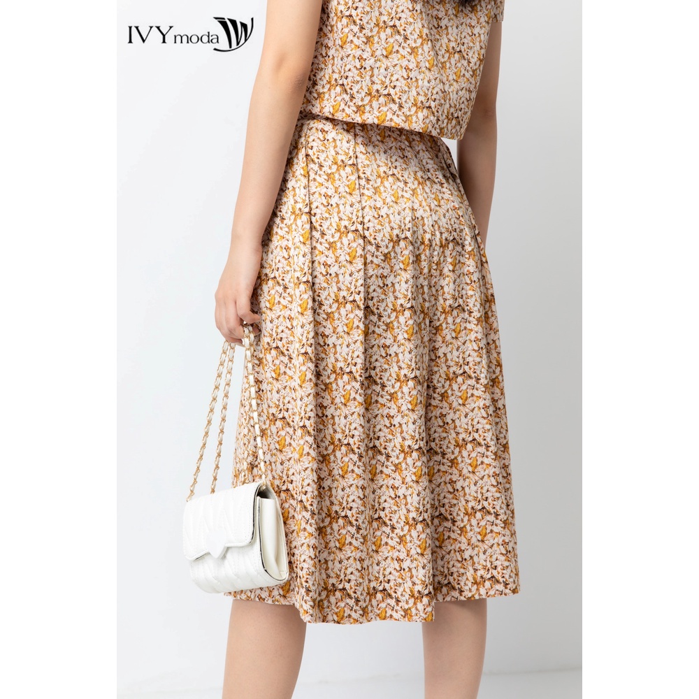 Áo sơ mi cổ tròn họa tiết (kèm quần) nữ IVY moda MS 16M6602