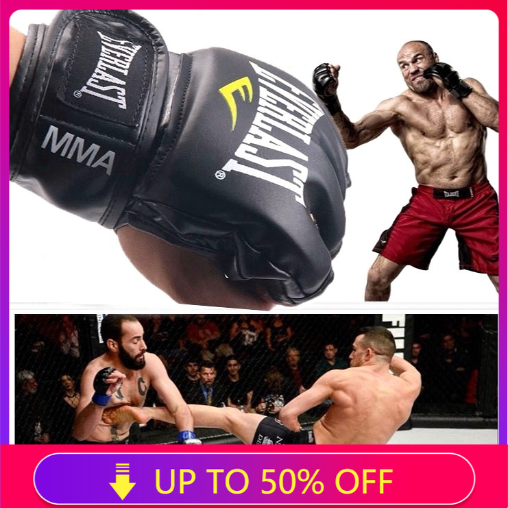 Găng Tay Đấm Bốc Mma UFC Bằng Da Đục Lỗ