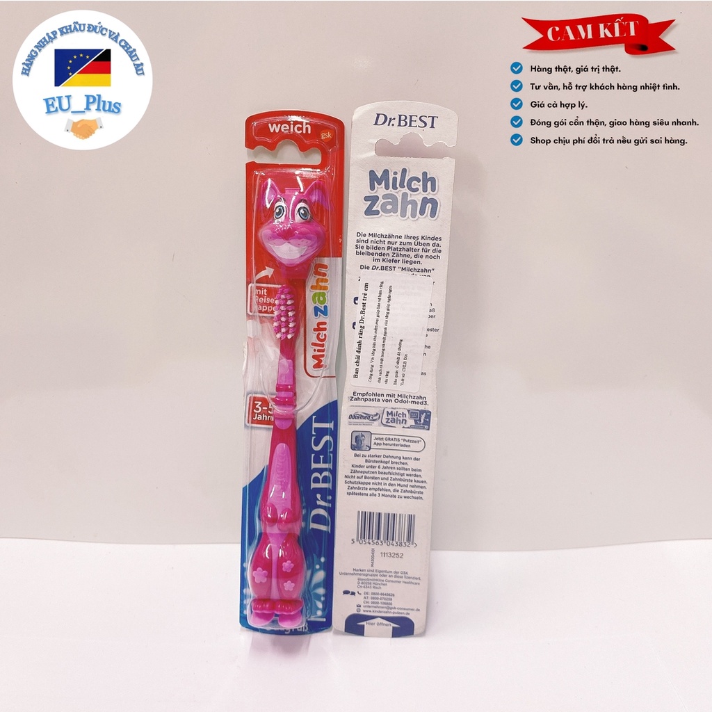 Bàn chải Dr.Best cho bé set đơn/ set đôi từ 3 - 5 tuổi - siêu rẻ- có đầu nắp đậy - Đức