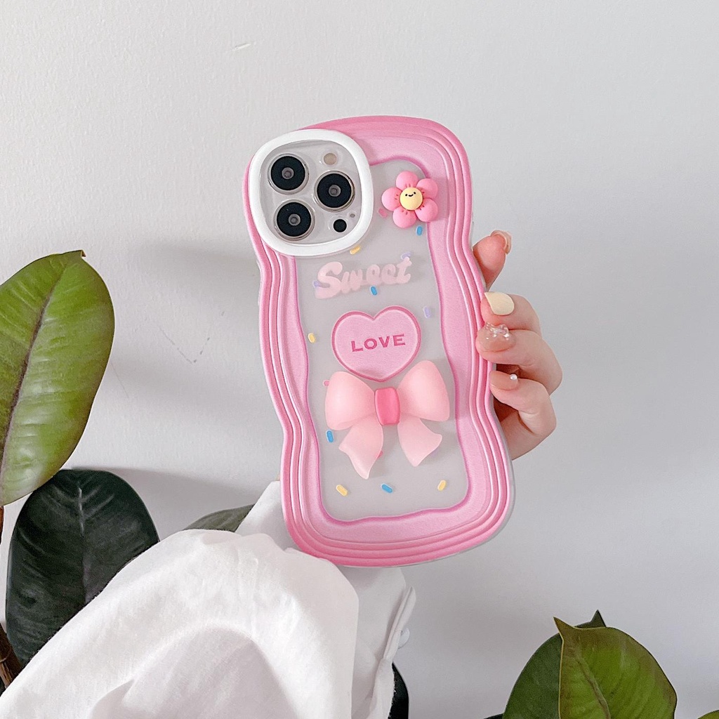 Ốp Điện Thoại Tpu Mềm Chống Sốc Chống Rơi Đính Nơ Màu Hồng 3D Cho iPhone 11 12 13 pro max xr x xsmax