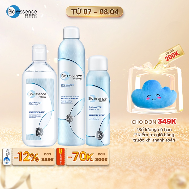Bộ sản phẩm làm sạch và cấp ẩm cho da Bio-Essence Bio Water (Tẩy trang Micellar Water 100ml+ Xịt khoáng 300ml và 100ml)) | BigBuy360 - bigbuy360.vn